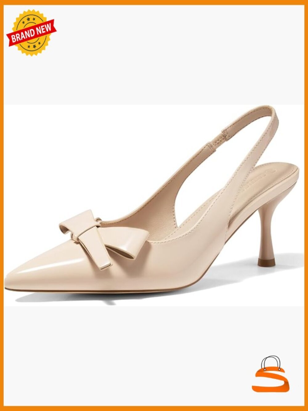 Slingback Kitten Heels Bow Closed Pointed Toe Pumps Slip on Dress Shoes